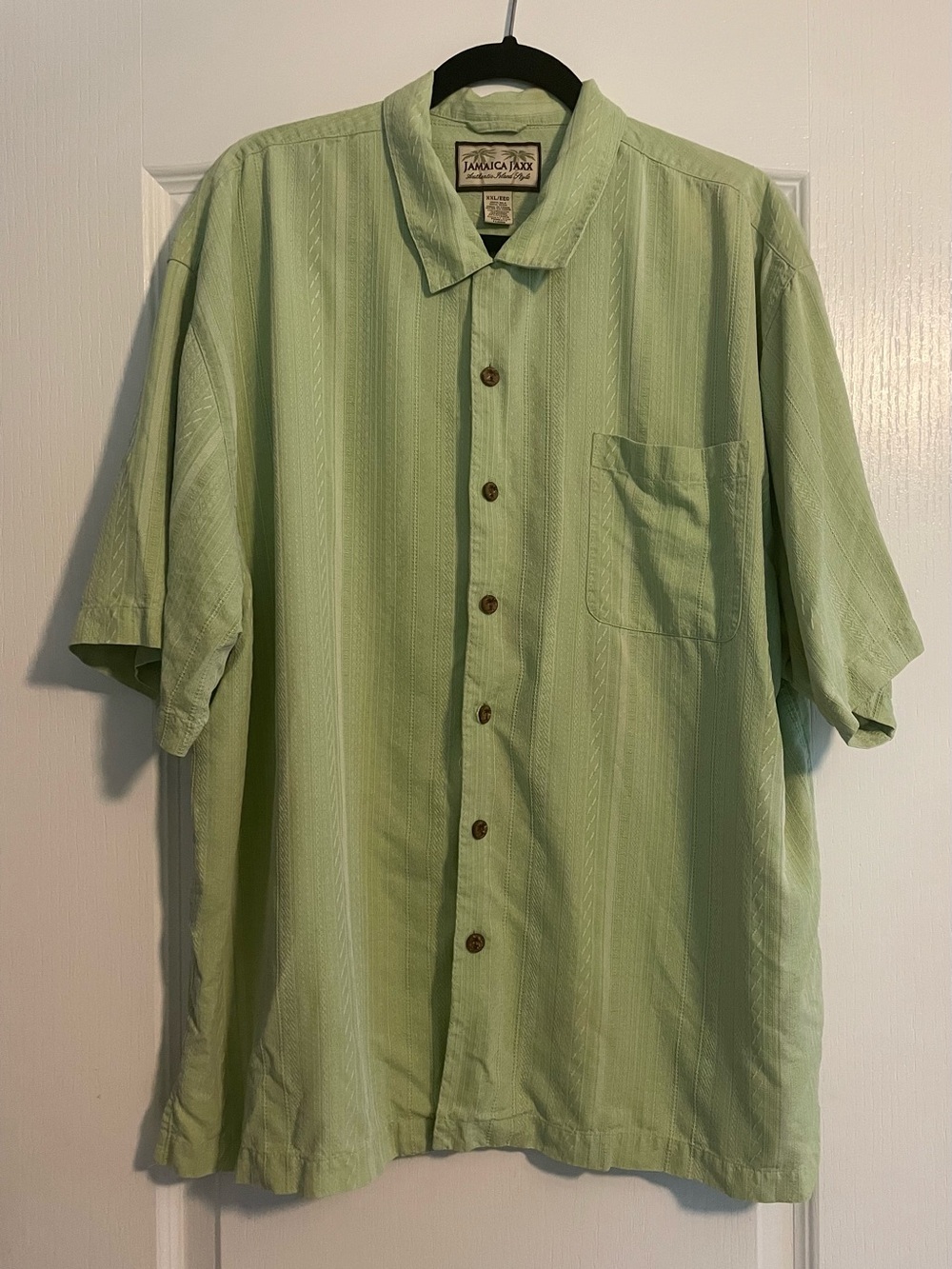 Jamaica Jaxx 100% Silk Short-Sleeve Button-Down Shirt Men’s XXL Textured Resort